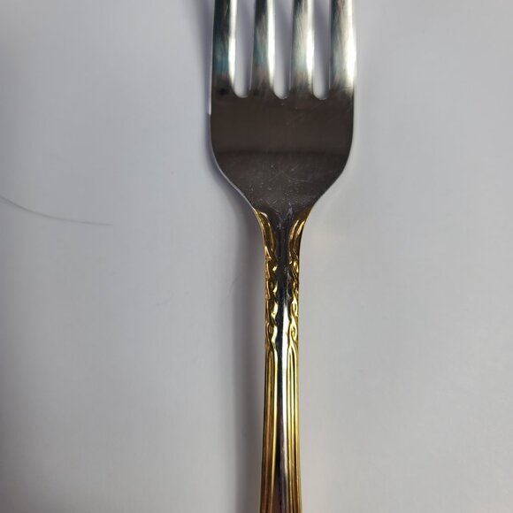 Yamazaki Tasha Dinner Fork Stainless Gold Trim 7 1/2 Silverware Flatware - Picture 7 of 13